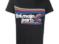 Balmain футболка с разноцветным логотипом
