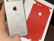 Пленка карбон красный на iPhone 6