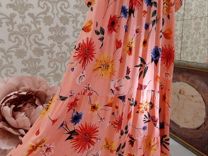 Красивое платье Италия 50-52 хлопок цветы коралл