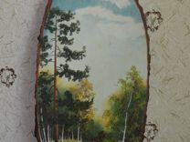Картина на срезе дерева,панно СССР