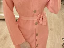 Платье трикотаж вязаное розовое
