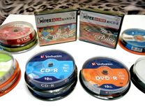 Диски чистые CD-R, DVD-R 8Гб, CD-RW, DVD-RW