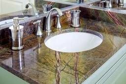 Столешница для ванной из зеленого мрамора Краснодар и Адыгея