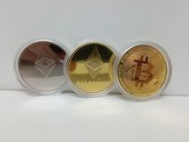 Сувенирные монеты Bitcoin Ethereum